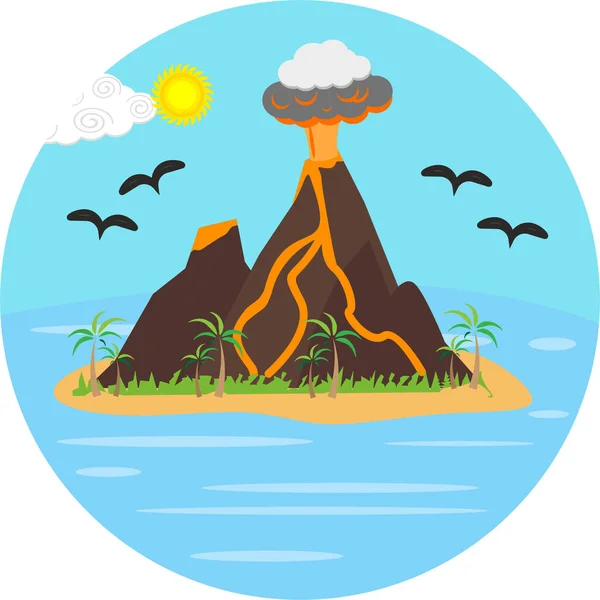 Japanischer Vulkan Japanische Ikone Flachen Stil — Stockvektor
