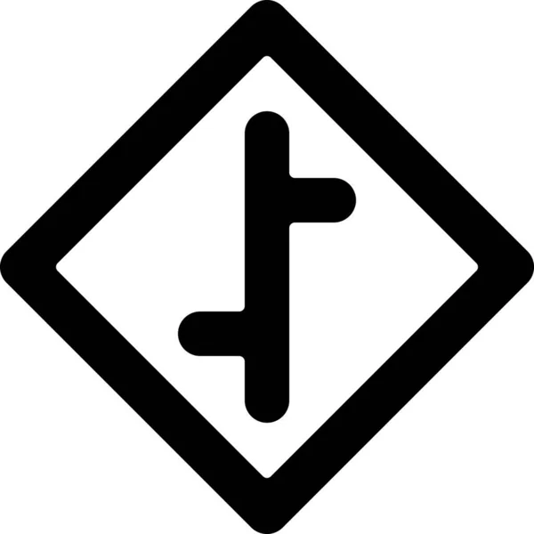 Road Sign Staggered Icon Solid Style — 图库矢量图片