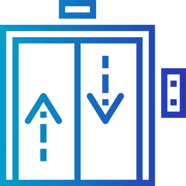 Двери Вниз Значок Лифта Стиле Наброска — стоковый вектор