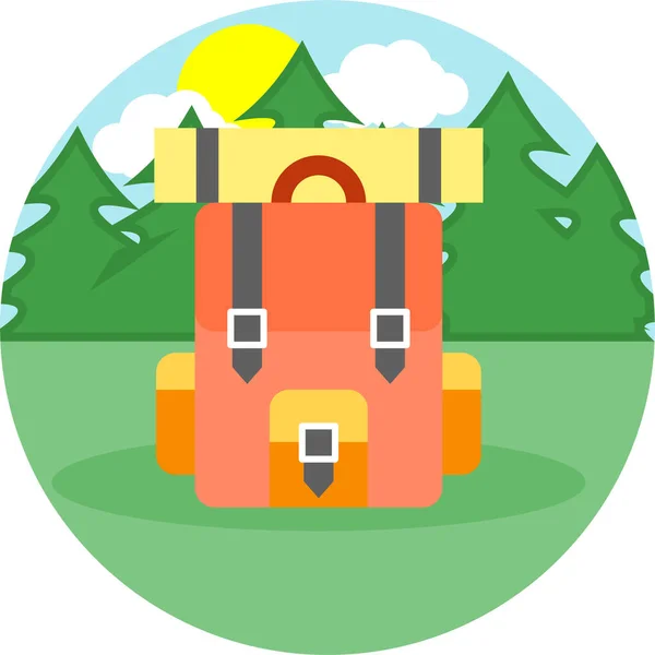 Sports Backpack Bag Icon Flat Style — Stock Vector