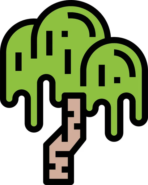 Icono Del Árbol Ecología Botánica Estilo Contorno Lleno — Vector de stock