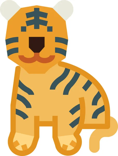 Tigre Mamífero Fauna Icono — Vector de stock