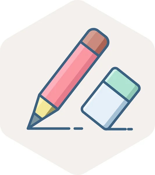 Eraser Pencil Edit Icon Flat Style — Stock Vector