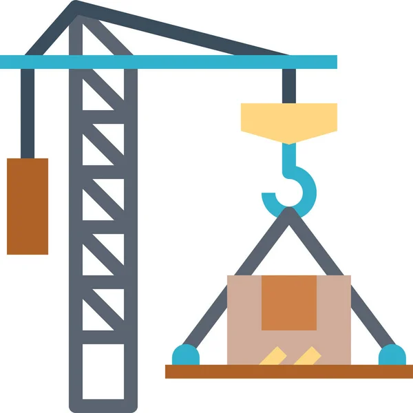 Icona Logistica Della Gru Carico Stile Piatto — Vettoriale Stock