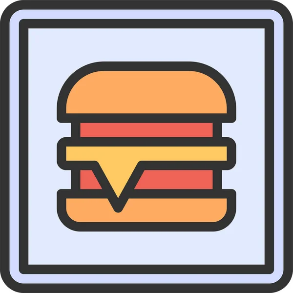 Hamburgerikon Med Hamburgermat — Stock vektor