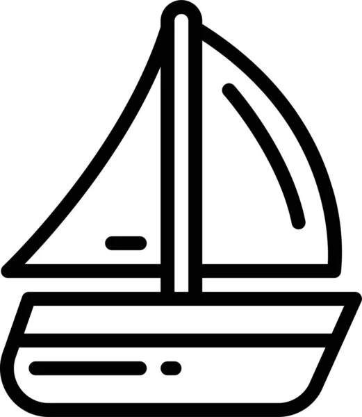 Bateau Yacht Voile Icône Dans Style Contour — Image vectorielle