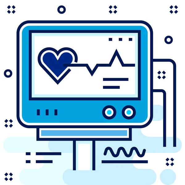 Análisis Icono Del Hospital Del Corazón Estilo Contorno Lleno — Vector de stock