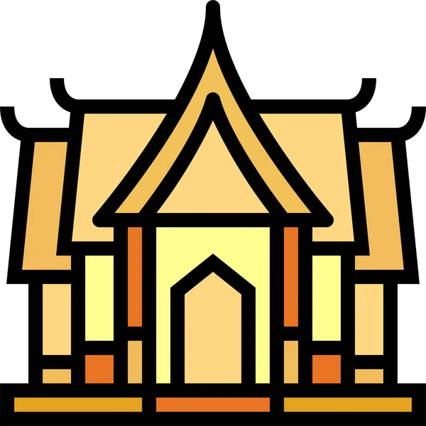 Arquitetura Culturas Templo Ícone Estilo Esboço Preenchido —  Vetores de Stock