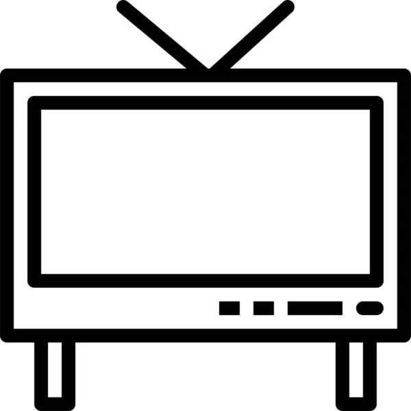Icône Télévision Écran Électronique Dans Style Contour — Image vectorielle