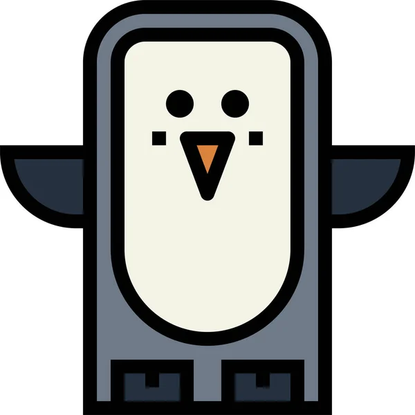 フルアウトラインスタイルの動物の冷たいペンギンのアイコン — ストックベクタ