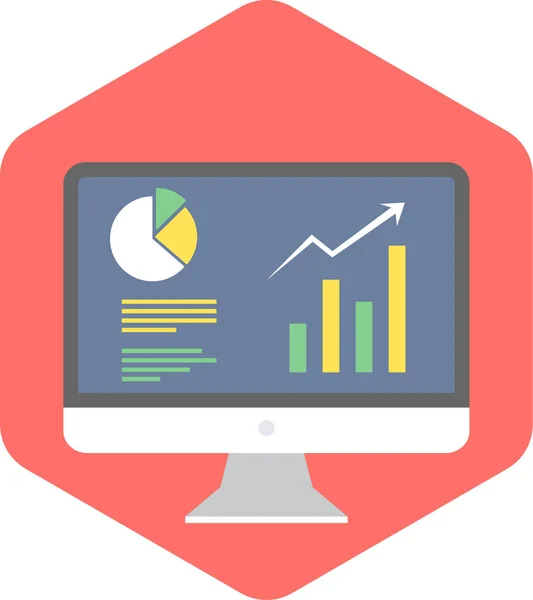 Icona Presentazione Del Computer Aziendale Stile Piatto — Vettoriale Stock
