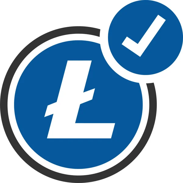 Litecoin Aceptado Icono Bitcoin Estilo Sólido — Vector de stock