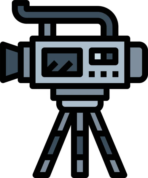 Camera Entertainment Movie Icon Filled Outline Style — Stock Vector