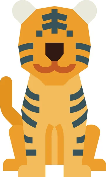 Tigre Mamífero Fauna Icono — Vector de stock