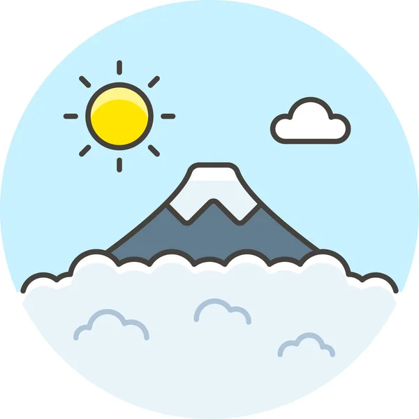 Chmury Dzień Fuji Ikona Kategorii Turystyka Hotele Gościnność — Wektor stockowy