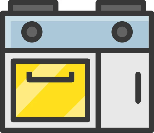 Gasfornuis Keukengerei Icoon Gevulde Outline Stijl — Stockvector