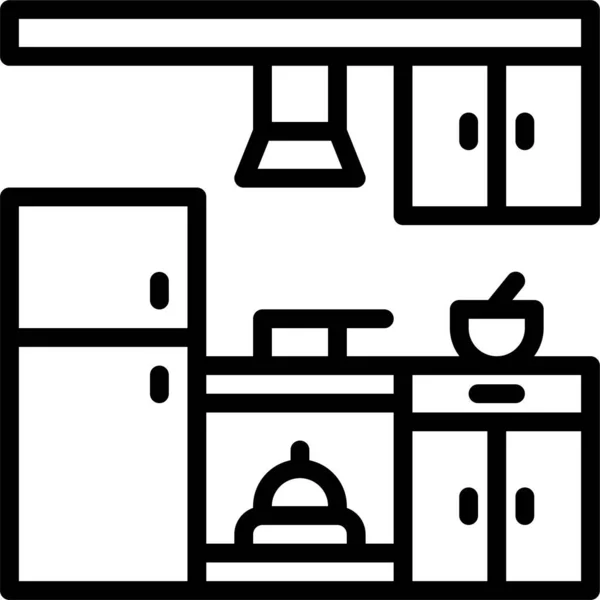 Icono Muebles Casa Cocina Estilo Esquema — Vector de stock