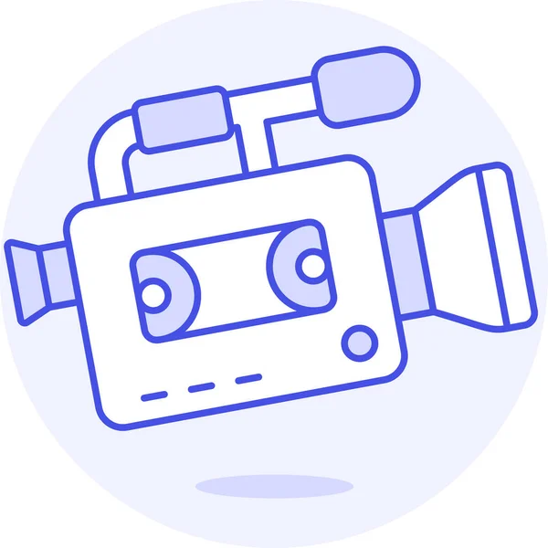 Videocamera Registratore Icona Della Videocamera Stile Contorno Pieno — Vettoriale Stock
