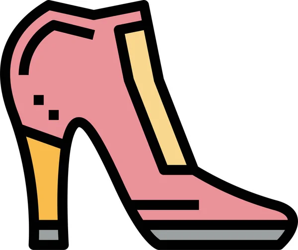 填充型时尚女鞋图标 轮廓型 — 图库矢量图片