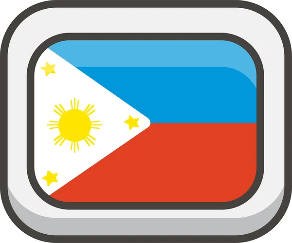 Flag Philippines Icono Esquema Rellenado Estilo Esquema Rellenado — Vector de stock