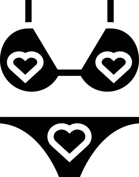 Bikini Playa Icono Ropa Estilo Sólido — Vector de stock