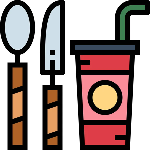 餐饮食品图标充填 轮廓风格 — 图库矢量图片