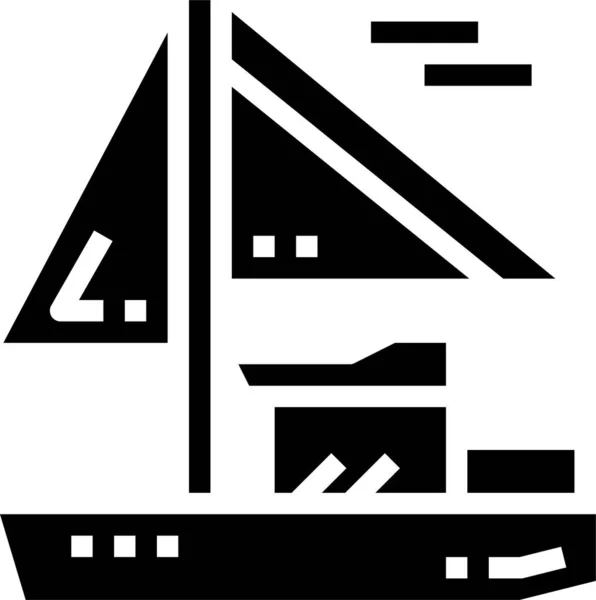 固体のスタイルでボートの帆船輸送アイコン — ストックベクタ