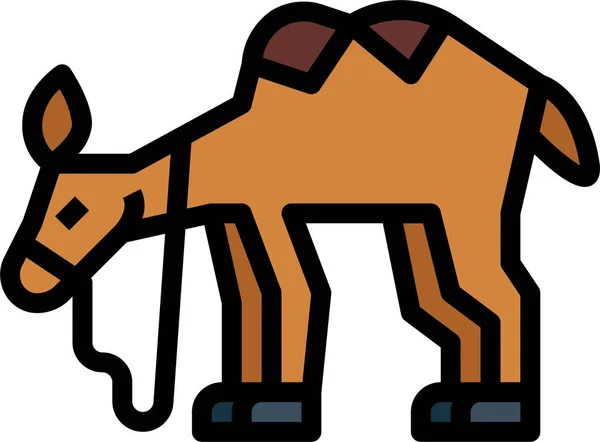 Camel Zoo Animal Icono Estilo Contorno Lleno — Vector de stock