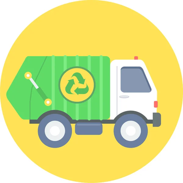 Resíduos Caminhão Lixo Ícone Plano Estilo Plano —  Vetores de Stock