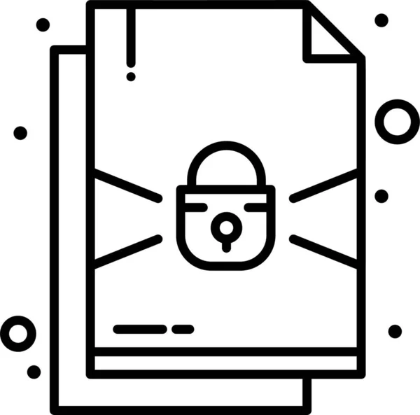 Icono Protección Bloqueo Documento Estilo Esquema — Vector de stock