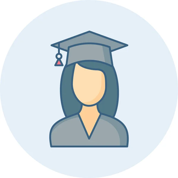 Diploma Chica Grado Icono Estilo Contorno Lleno — Vector de stock