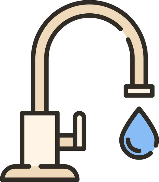 Drop Faucet Sink Icon Family Home Category — Stock Vector