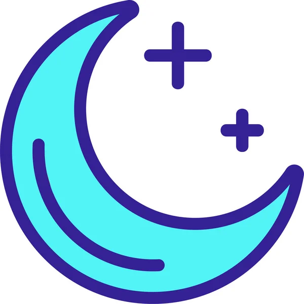 Contour Cross Moon Icon — Stock Vector