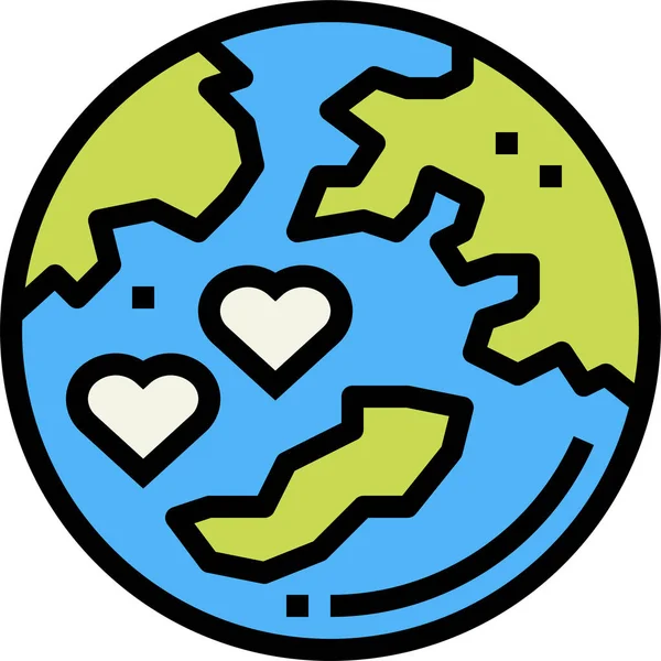 Earth Love Peace Icon Filled Outline Style — Stock Vector