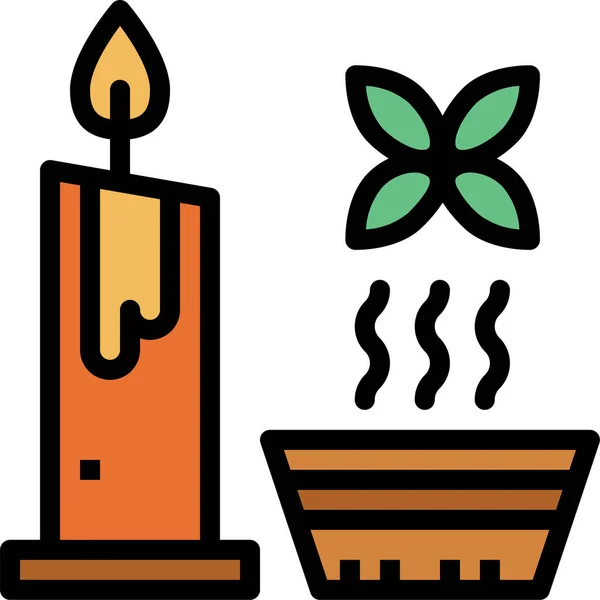 Candle Natural Spa Icon Filled Outline Style — Stock Vector