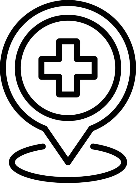 Ikona Lokalizacji Szpitala Opieki Zdrowotnej — Wektor stockowy