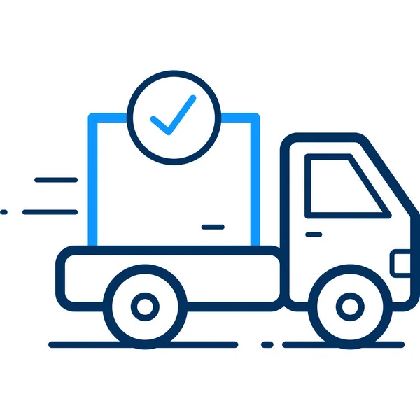 Levering Vrachtwagen Scheepvaart Pictogram Grote Lijnen Stijl — Stockvector