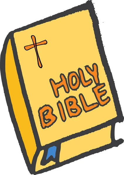 Bibbia Christianity Croce Icona Stile Disegnato Mano — Vettoriale Stock