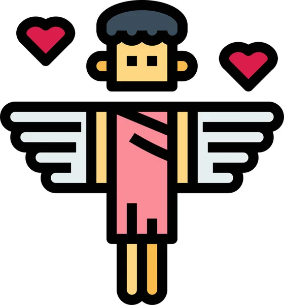 Cupido Amor Romántico Icono Estilo Contorno Lleno — Archivo Imágenes Vectoriales