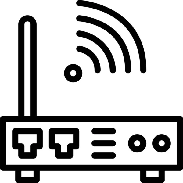 Tecnología Enrutador Icono Wifi Estilo Del Esquema — Vector de stock