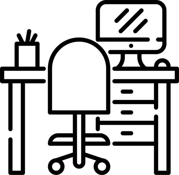 Ikona Wnętrz Biurka Komputera Kategorii Family Home — Wektor stockowy