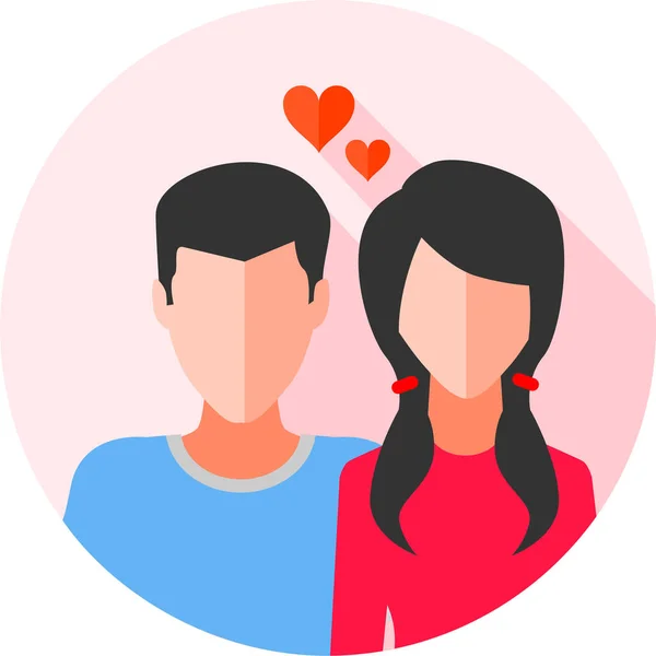 Pareja Relación Icono Boda Estilo Plano — Vector de stock