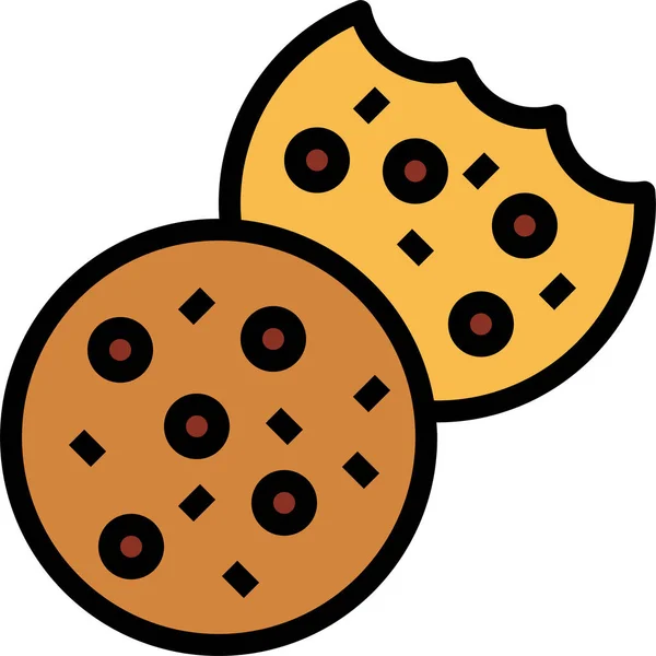 Icône Dessert Biscuit Boulangerie Dans Style Contour Rempli — Image vectorielle