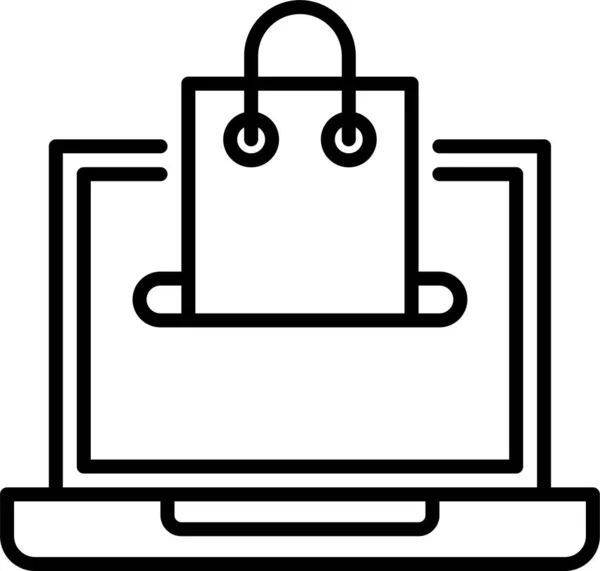 Значок Електронної Комерції Покупки Ноутбуків Стилі Контур — стоковий вектор