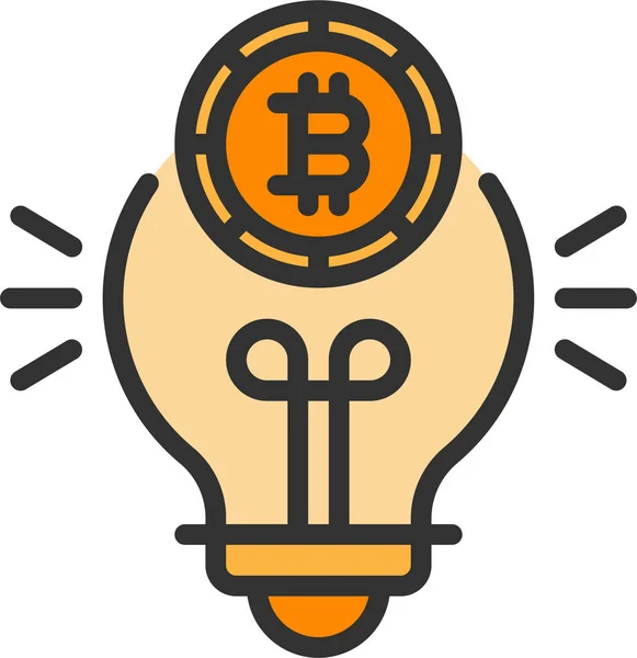 Bombilla Bitcoin Icono Criptomoneda — Vector de stock