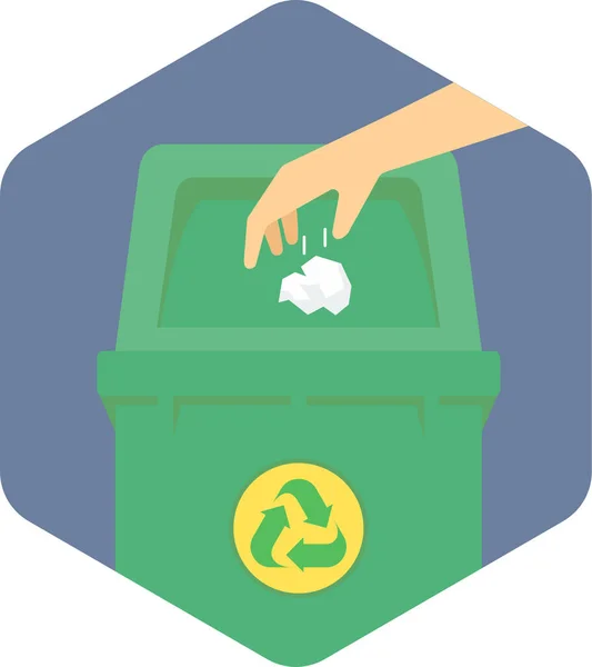 Bin Recicla Icono Papelera Estilo Plano — Vector de stock