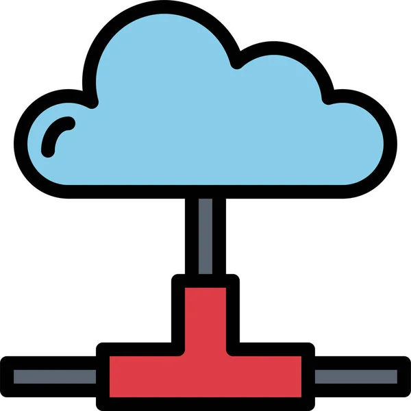 Icône Données Ordinateur Nuage Dans Style Contour Rempli — Image vectorielle