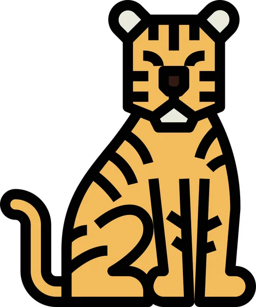 Tigre Mamífero Icono Vida Silvestre Estilo Contorno Lleno — Vector de stock