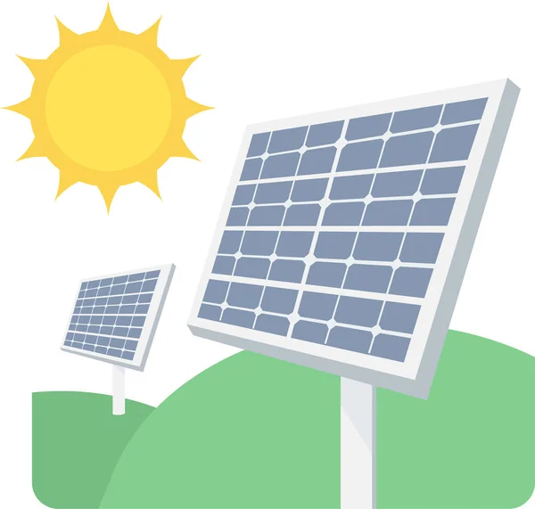 Energia Solar Eco Ícone Estilo Plano — Vetor de Stock