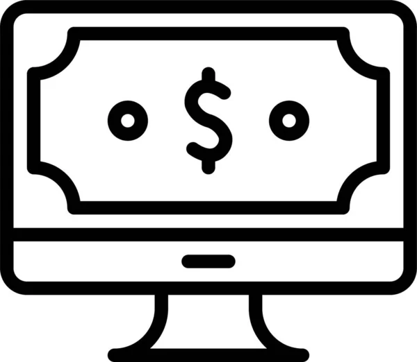 Monitor Computer Money Icon — Stock Vector